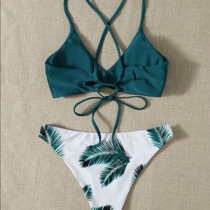 Palm print tie back bikini